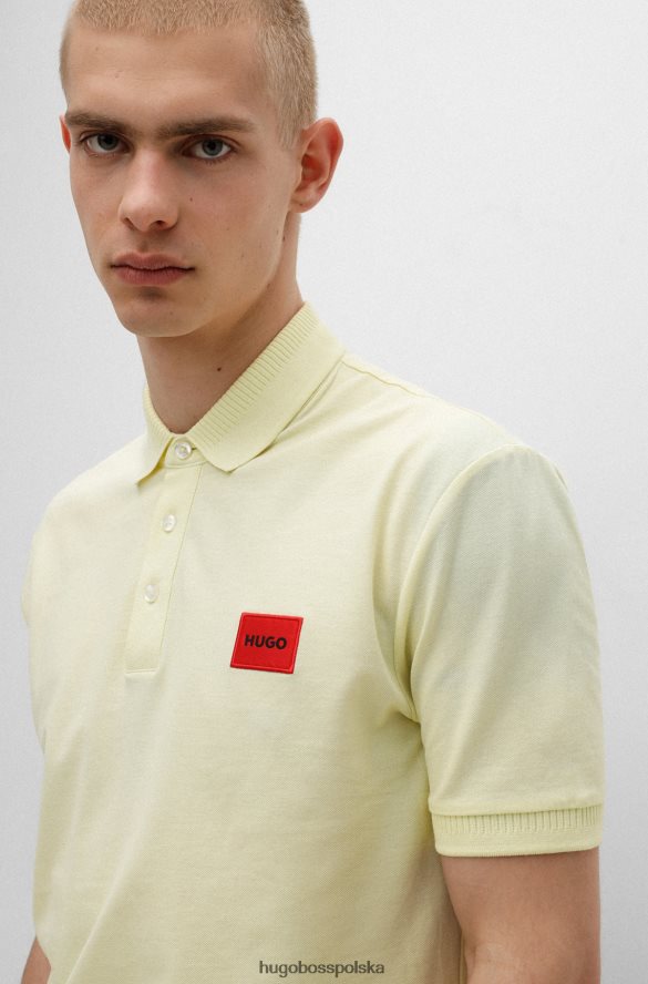 Hugo Boss Hugo jasnożółta koszulka polo slim-fit z bawełny piqu¦ z czerwoną metką z logo jasny zółty R0X0H63110