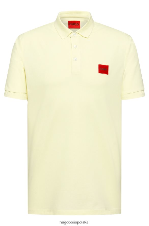 Hugo Boss Hugo jasnożółta koszulka polo slim-fit z bawełny piqu¦ z czerwoną metką z logo jasny zółty R0X0H63110