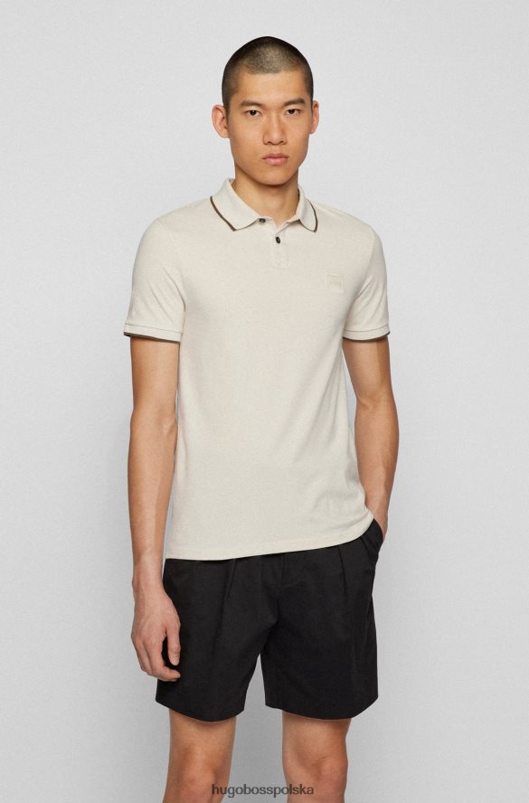 Hugo Boss Hugo jasnobeżowa koszulka polo z elastycznej bawełny o dopasowanym kroju i naszywką z logo jasny beż R0X0H62887