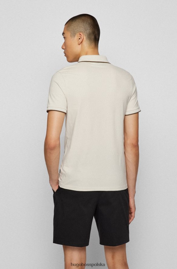 Hugo Boss Hugo jasnobeżowa koszulka polo z elastycznej bawełny o dopasowanym kroju i naszywką z logo jasny beż R0X0H62887