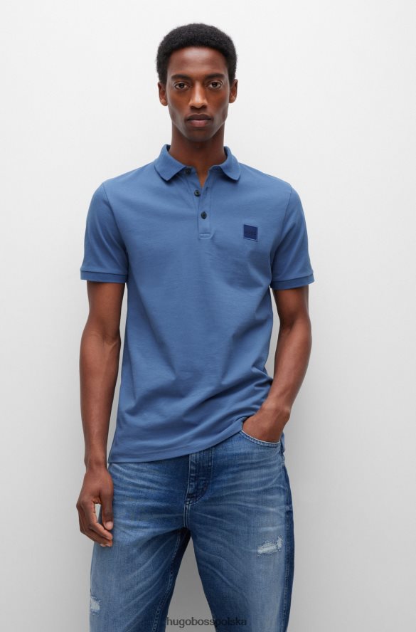 Hugo Boss Hugo jasnoniebieska koszulka polo z elastycznej bawełny o dopasowanym kroju i naszywką z logo jasny niebieski R0X0H61618