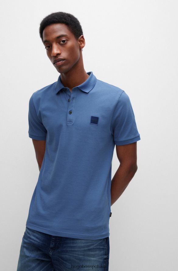 Hugo Boss Hugo jasnoniebieska koszulka polo z elastycznej bawełny o dopasowanym kroju i naszywką z logo jasny niebieski R0X0H61618