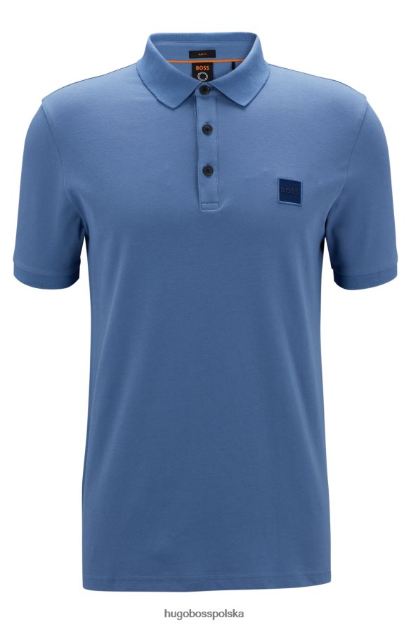 Hugo Boss Hugo jasnoniebieska koszulka polo z elastycznej bawełny o dopasowanym kroju i naszywką z logo jasny niebieski R0X0H61618