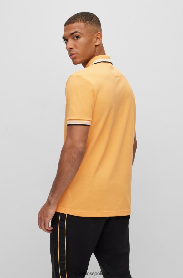 Hugo Boss Hugo jasnopomarańczowa koszulka polo z organicznej bawełny z zakrzywionym logo jasnopomarańczowy R0X0H61197