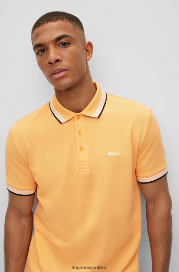 Hugo Boss Hugo jasnopomarańczowa koszulka polo z organicznej bawełny z zakrzywionym logo jasnopomarańczowy R0X0H61197