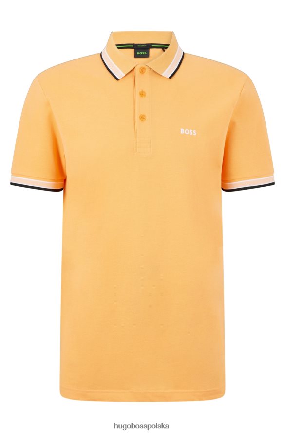 Hugo Boss Hugo jasnopomarańczowa koszulka polo z organicznej bawełny z zakrzywionym logo jasnopomarańczowy R0X0H61197