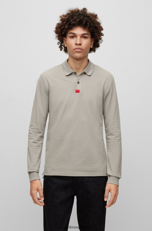 Hugo Boss Hugo jasnoszara koszulka polo slim fit z bawełny piqu¦ z metką z logo jasnoszary R0X0H63459