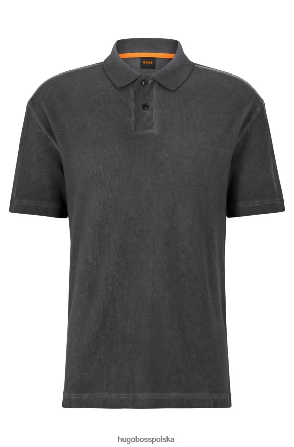 Hugo Boss Hugo koszulka polo o swobodnym kroju z bawełny piqu¦ z wyblakłymi detalami w kolorze ciemnoszarym ciemno szary R0X0H63165