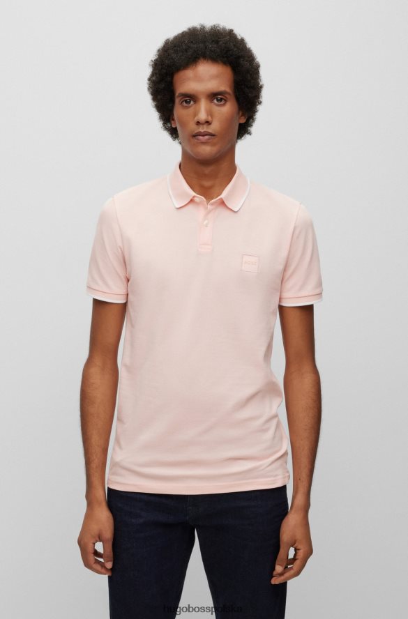 Hugo Boss Hugo koszulka polo slim-fit z elastycznej bawełny z naszywką z logo w kolorze jasnoróżowym jasnoróżowy R0X0H62882