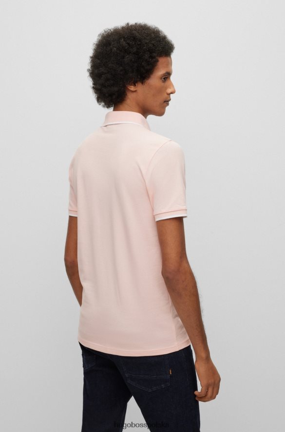 Hugo Boss Hugo koszulka polo slim-fit z elastycznej bawełny z naszywką z logo w kolorze jasnoróżowym jasnoróżowy R0X0H62882