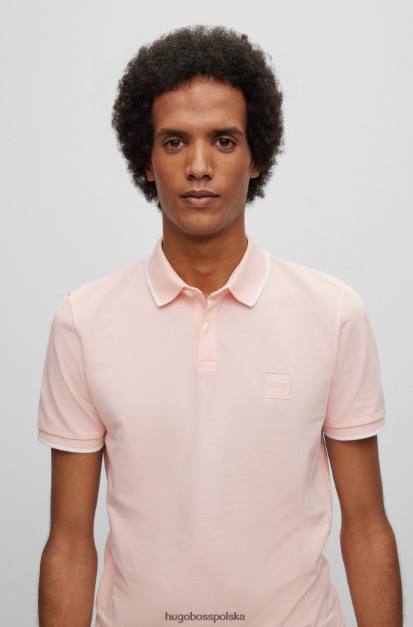 Hugo Boss Hugo koszulka polo slim-fit z elastycznej bawełny z naszywką z logo w kolorze jasnoróżowym jasnoróżowy R0X0H62882