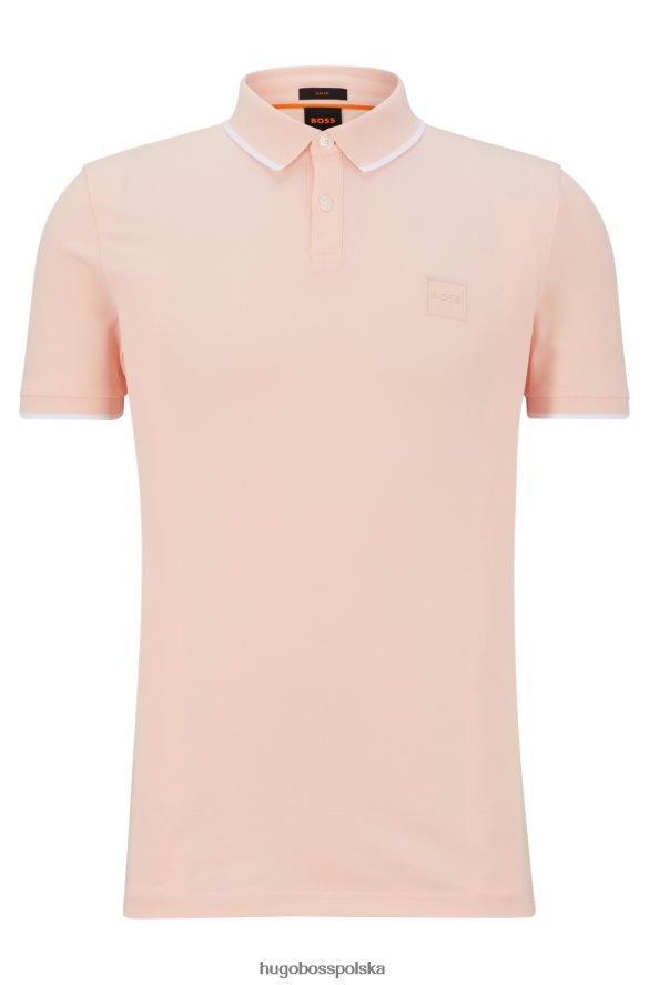 Hugo Boss Hugo koszulka polo slim-fit z elastycznej bawełny z naszywką z logo w kolorze jasnoróżowym jasnoróżowy R0X0H62882