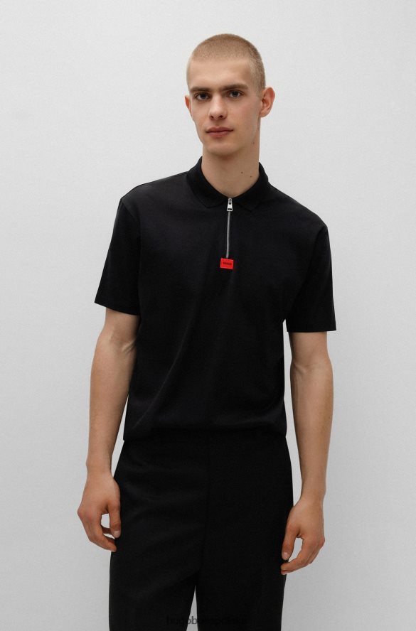 Hugo Boss Koszulka polo Hugo z merceryzowanej bawełny, zapinana na zamek, czarna czarny R0X0H63474