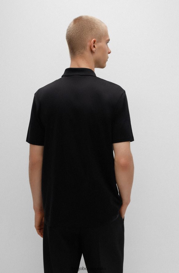 Hugo Boss Koszulka polo Hugo z merceryzowanej bawełny, zapinana na zamek, czarna czarny R0X0H63474
