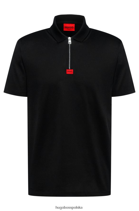 Hugo Boss Koszulka polo Hugo z merceryzowanej bawełny, zapinana na zamek, czarna czarny R0X0H63474