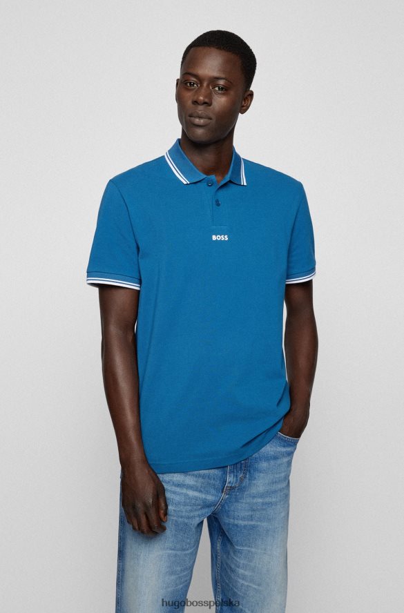 Hugo Boss Koszulka polo hugo fine-piqu¦ z kontrastowymi detalami w kolorze niebieskim niebieski R0X0H63846