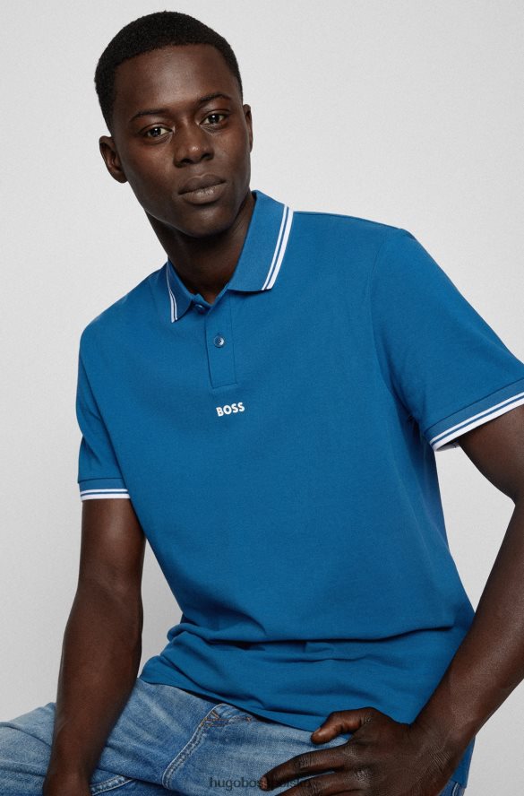 Hugo Boss Koszulka polo hugo fine-piqu¦ z kontrastowymi detalami w kolorze niebieskim niebieski R0X0H63846