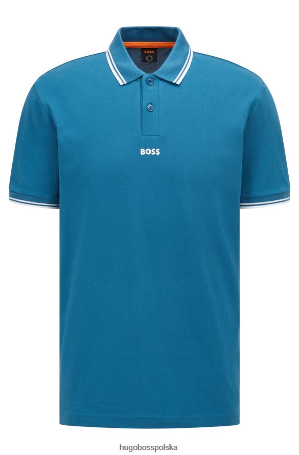 Hugo Boss Koszulka polo hugo fine-piqu¦ z kontrastowymi detalami w kolorze niebieskim niebieski R0X0H63846