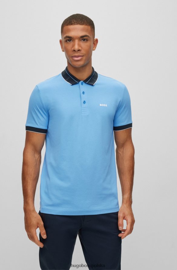 Hugo Boss Koszulka polo hugo slim fit z kołnierzykiem z nadrukiem logo w kolorze jasnoniebieskim jasny niebieski R0X0H62085