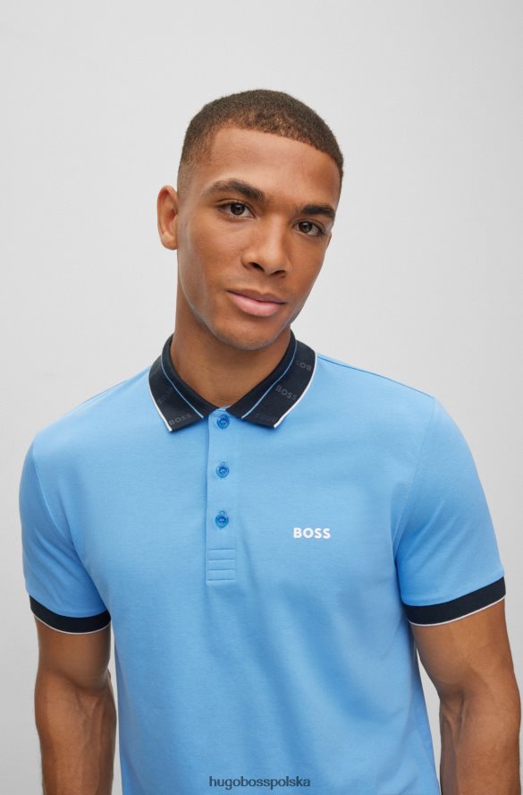 Hugo Boss Koszulka polo hugo slim fit z kołnierzykiem z nadrukiem logo w kolorze jasnoniebieskim jasny niebieski R0X0H62085