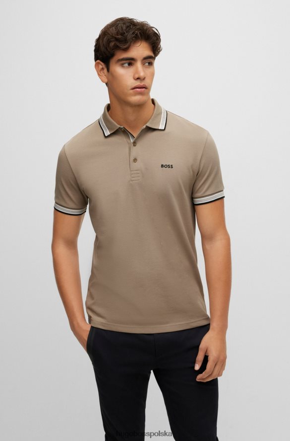 Hugo Boss Koszulka polo hugo w kolorze khaki z bawełny organicznej z zaokrąglonym logo khaki R0X0H61209