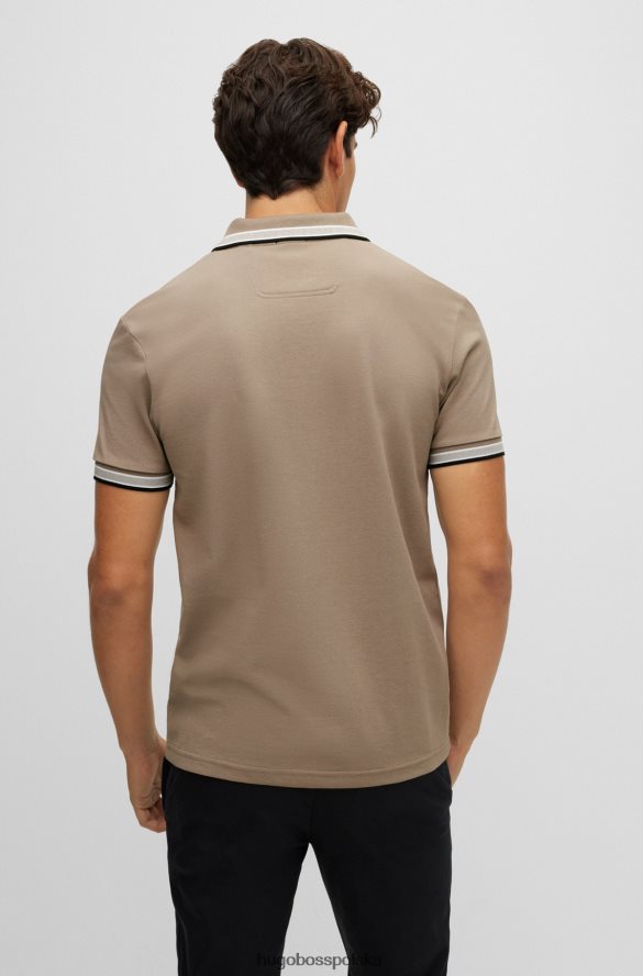 Hugo Boss Koszulka polo hugo w kolorze khaki z bawełny organicznej z zaokrąglonym logo khaki R0X0H61209