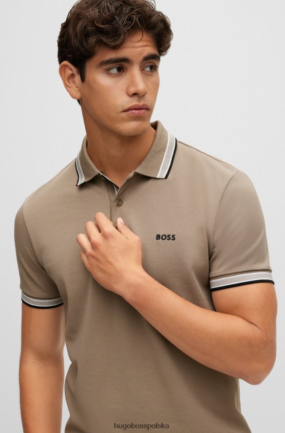 Hugo Boss Koszulka polo hugo w kolorze khaki z bawełny organicznej z zaokrąglonym logo khaki R0X0H61209