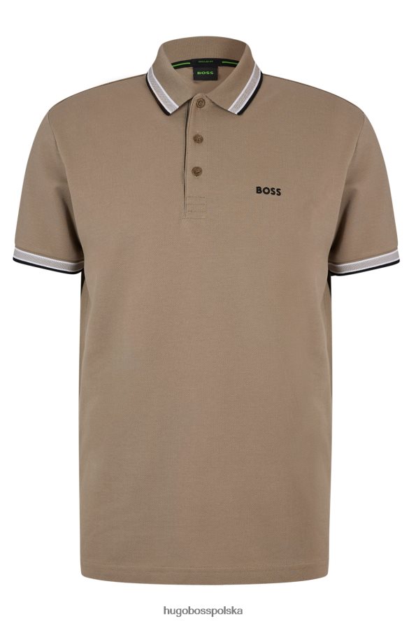 Hugo Boss Koszulka polo hugo w kolorze khaki z bawełny organicznej z zaokrąglonym logo khaki R0X0H61209