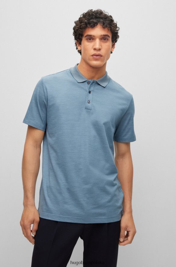 Hugo Boss Koszulka polo hugo z bawełny i jedwabiu o strukturze bąbelków w kolorze niebieskim niebieski R0X0H64458