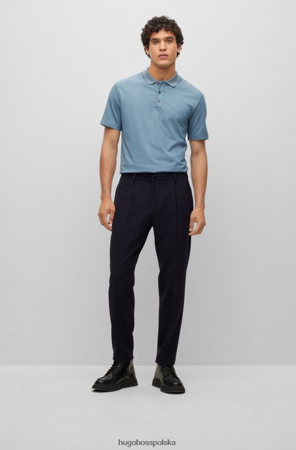 Hugo Boss Koszulka polo hugo z bawełny i jedwabiu o strukturze bąbelków w kolorze niebieskim niebieski R0X0H64458