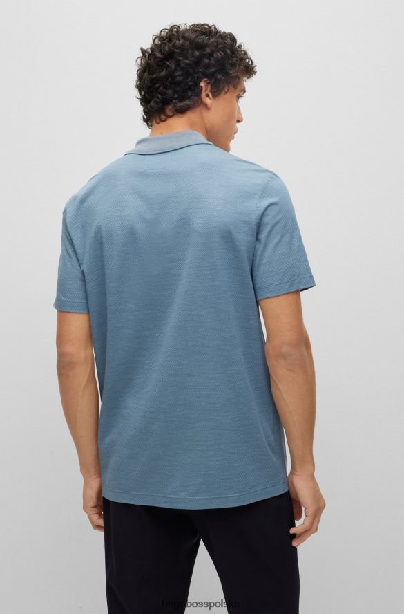 Hugo Boss Koszulka polo hugo z bawełny i jedwabiu o strukturze bąbelków w kolorze niebieskim niebieski R0X0H64458
