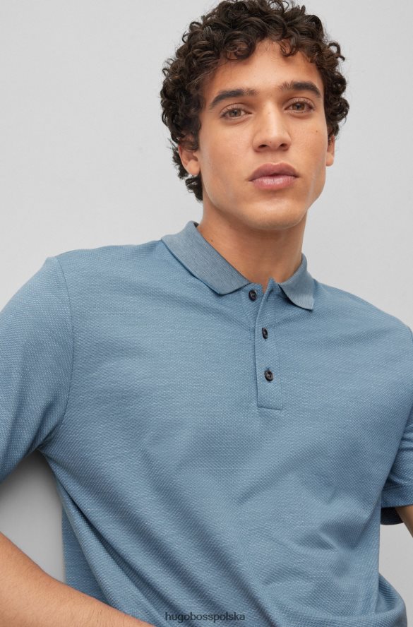 Hugo Boss Koszulka polo hugo z bawełny i jedwabiu o strukturze bąbelków w kolorze niebieskim niebieski R0X0H64458