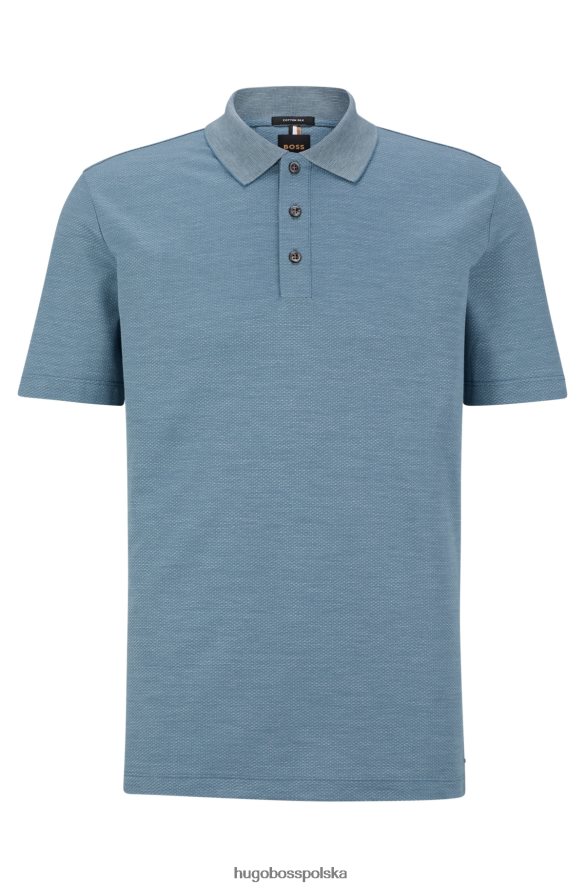 Hugo Boss Koszulka polo hugo z bawełny i jedwabiu o strukturze bąbelków w kolorze niebieskim niebieski R0X0H64458