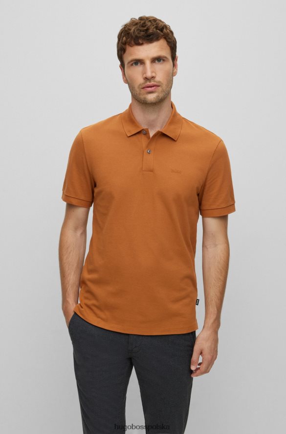 Hugo Boss Koszulka polo hugo z bawełny organicznej z haftowanym logo w kolorze brązowym brązowy R0X0H61188