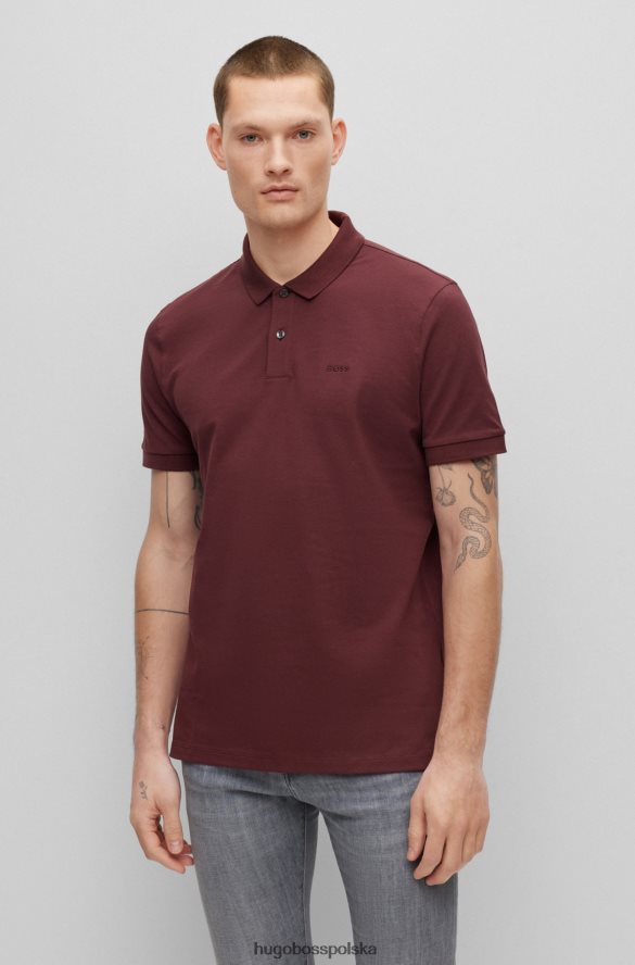 Hugo Boss Koszulka polo hugo z bawełny organicznej z haftowanym logo w kolorze ciemnoczerwonym ciemno czerwony R0X0H61182