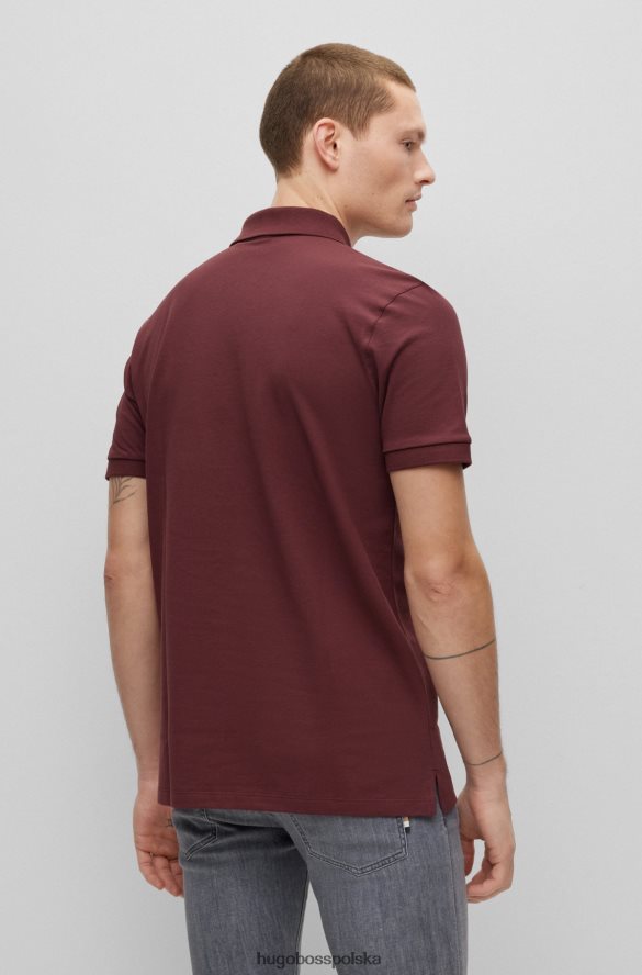 Hugo Boss Koszulka polo hugo z bawełny organicznej z haftowanym logo w kolorze ciemnoczerwonym ciemno czerwony R0X0H61182