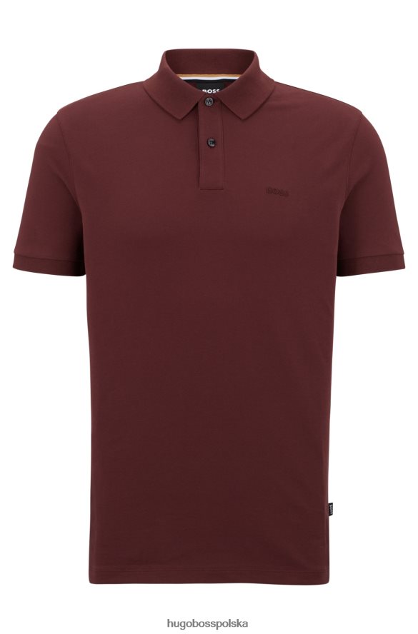 Hugo Boss Koszulka polo hugo z bawełny organicznej z haftowanym logo w kolorze ciemnoczerwonym ciemno czerwony R0X0H61182