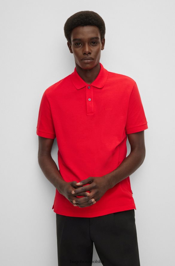 Hugo Boss Koszulka polo hugo z bawełny organicznej z haftowanym logo w kolorze czerwonym czerwony R0X0H61937