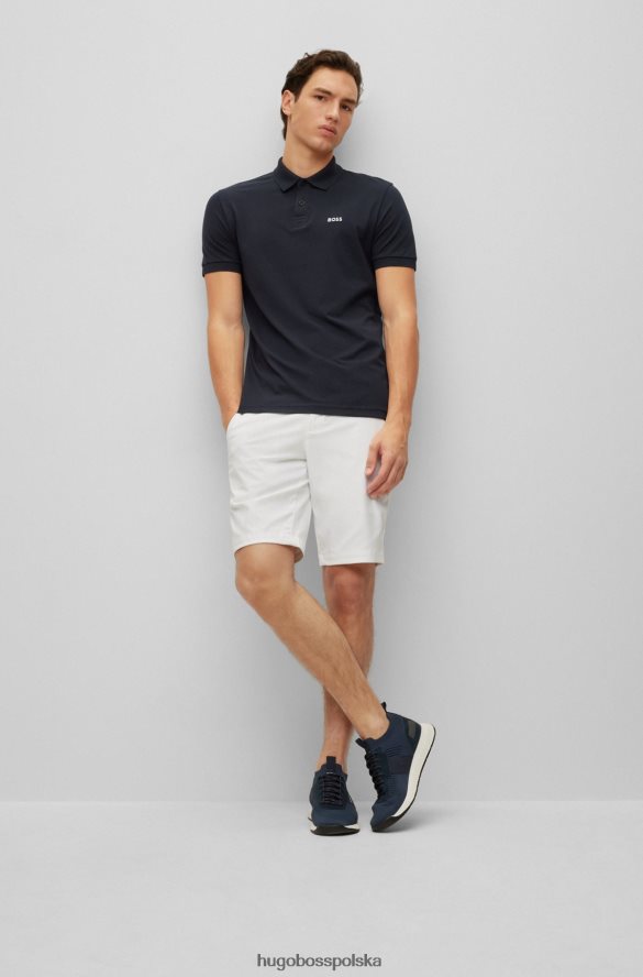Hugo Boss Koszulka polo hugo z bawełny organicznej z kontrastowym logo w kolorze ciemnoniebieskim ciemny niebieski R0X0H61158