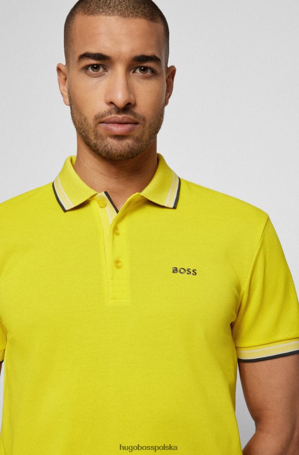 Hugo Boss Koszulka polo hugo z bawełny organicznej z zakrzywionym logo w kolorze żółtym żółty R0X0H61198