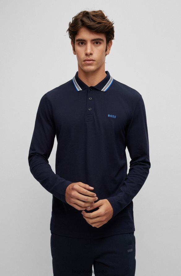 Hugo Boss Koszulka polo hugo z bawełny piqu¦ z kołnierzykiem w kolorze ciemnoniebieskim ciemny niebieski R0X0H61526
