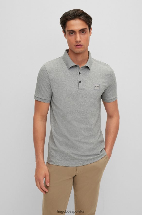 Hugo Boss Koszulka polo hugo z elastycznej bawełny o dopasowanym kroju i jasnoszarą naszywką z logo jasnoszary R0X0H61625