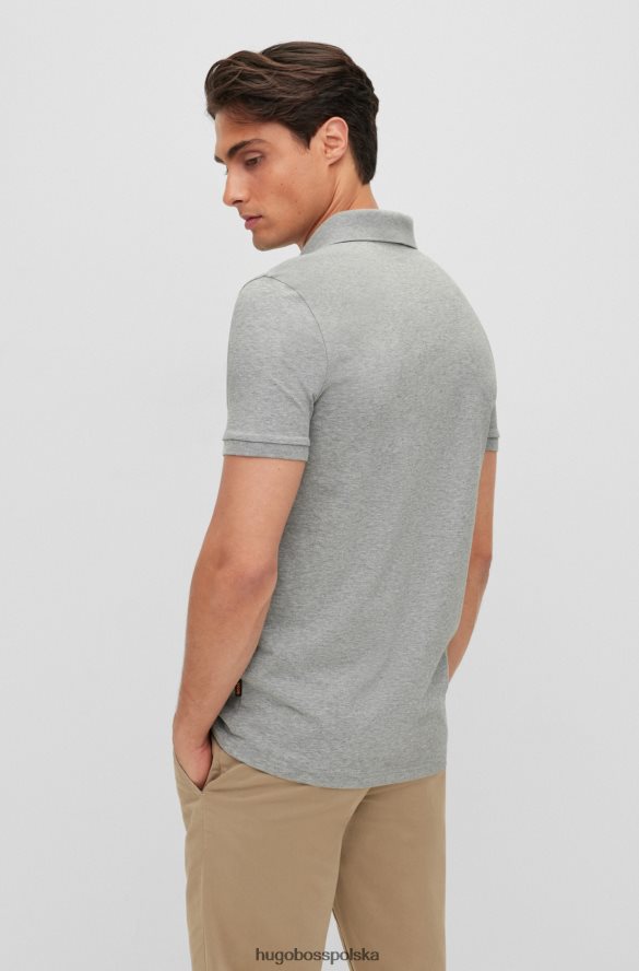 Hugo Boss Koszulka polo hugo z elastycznej bawełny o dopasowanym kroju i jasnoszarą naszywką z logo jasnoszary R0X0H61625