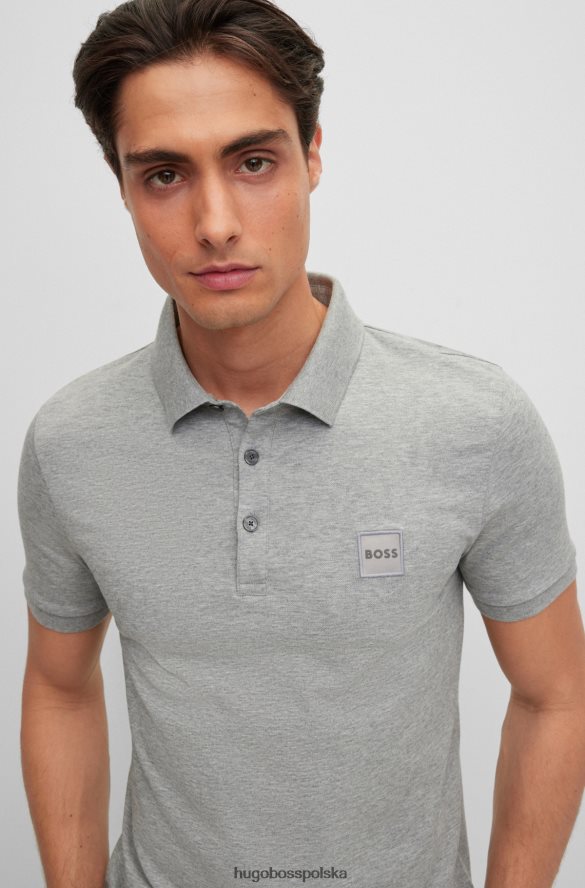 Hugo Boss Koszulka polo hugo z elastycznej bawełny o dopasowanym kroju i jasnoszarą naszywką z logo jasnoszary R0X0H61625