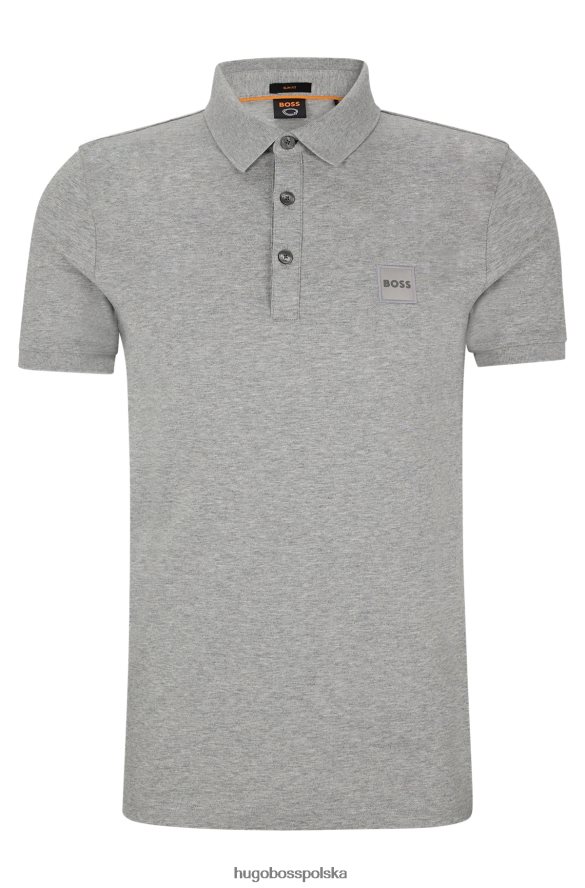 Hugo Boss Koszulka polo hugo z elastycznej bawełny o dopasowanym kroju i jasnoszarą naszywką z logo jasnoszary R0X0H61625