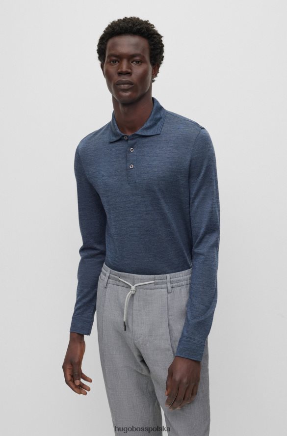Hugo Boss Koszulka polo hugo z jedwabnej wełny w ciemnoniebieskim regularnym kroju ciemny niebieski R0X0H63159