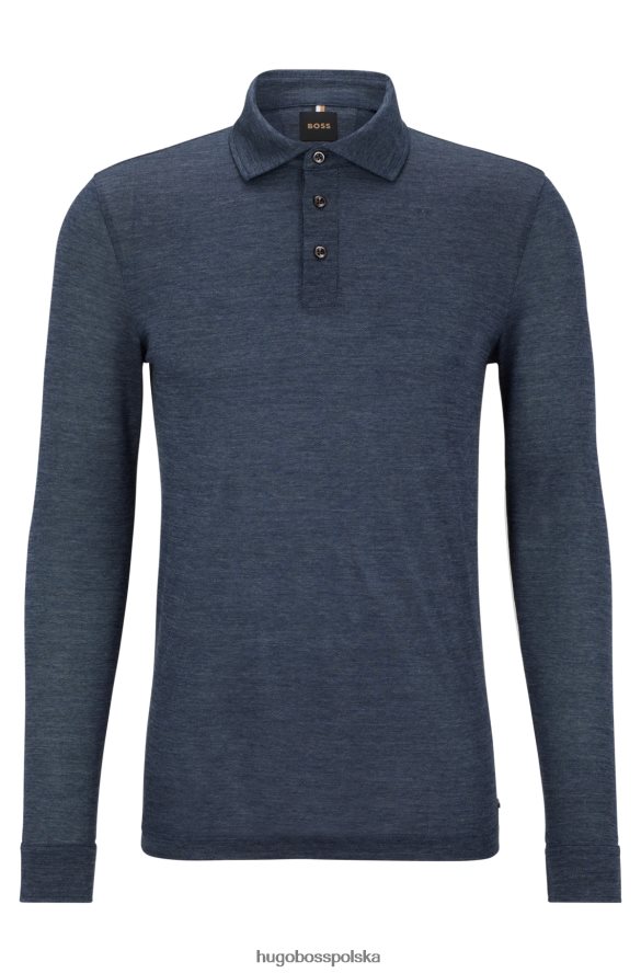 Hugo Boss Koszulka polo hugo z jedwabnej wełny w ciemnoniebieskim regularnym kroju ciemny niebieski R0X0H63159