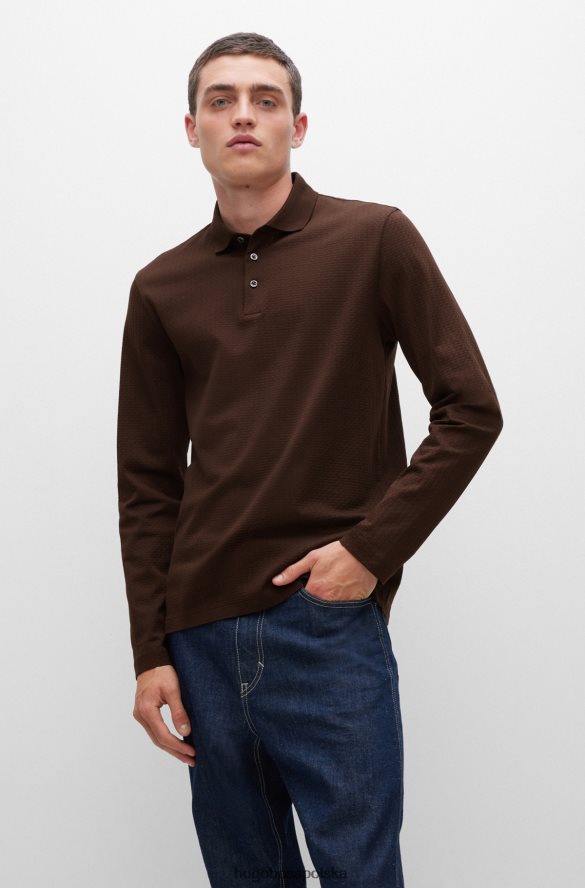 Hugo Boss Koszulka polo hugo z merceryzowanej bawełny o strukturze splotu koszykowego w kolorze brązowym brązowy R0X0H62289