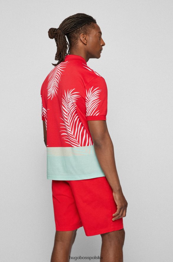Hugo Boss Koszulka polo hugo z merceryzowanej bawełny z nadrukiem i czerwienią blokującą kolory czerwony R0X0H63840