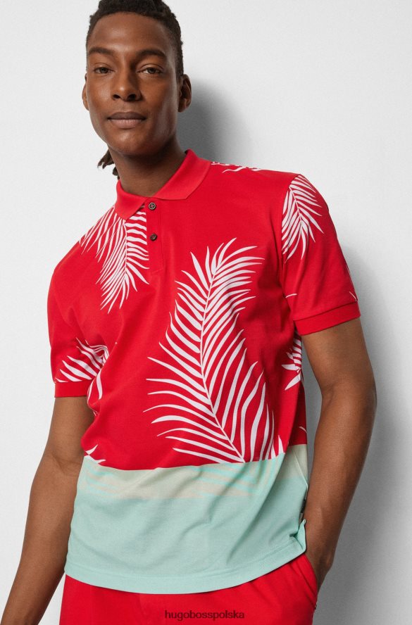 Hugo Boss Koszulka polo hugo z merceryzowanej bawełny z nadrukiem i czerwienią blokującą kolory czerwony R0X0H63840